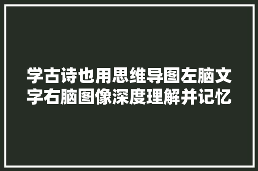学古诗也用思维导图左脑文字右脑图像深度理解并记忆古诗词