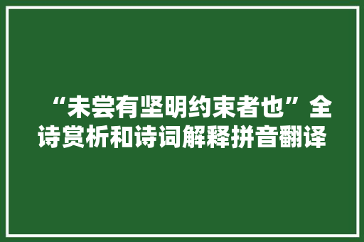 “未尝有坚明约束者也”全诗赏析和诗词解释拼音翻译