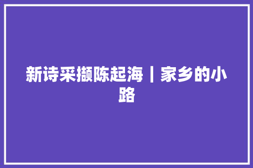 新诗采撷陈起海｜家乡的小路