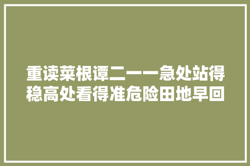 重读菜根谭二一一急处站得稳高处看得准危险田地早回头