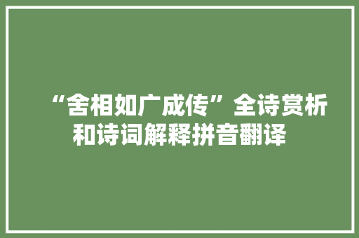 “舍相如广成传”全诗赏析和诗词解释拼音翻译