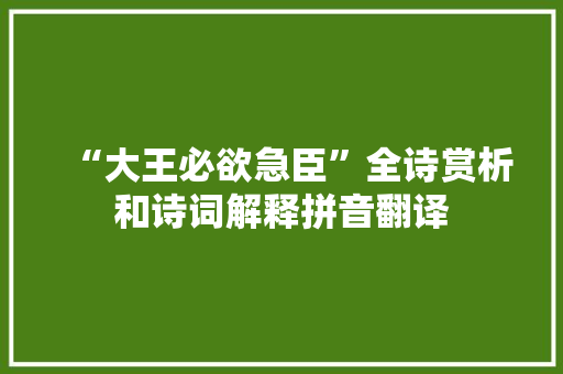 “大王必欲急臣”全诗赏析和诗词解释拼音翻译