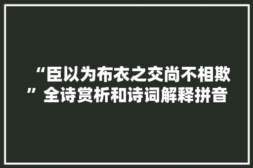 “臣以为布衣之交尚不相欺”全诗赏析和诗词解释拼音翻译