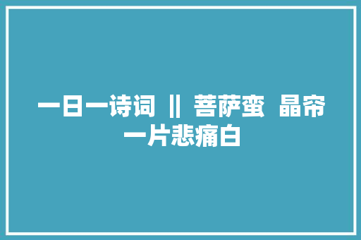 一日一诗词 ‖ 菩萨蛮  晶帘一片悲痛白