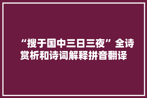 “搜于国中三日三夜”全诗赏析和诗词解释拼音翻译