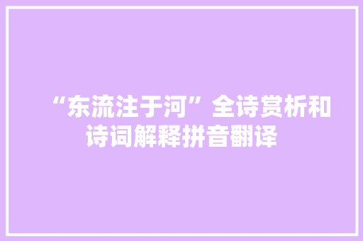 “东流注于河”全诗赏析和诗词解释拼音翻译