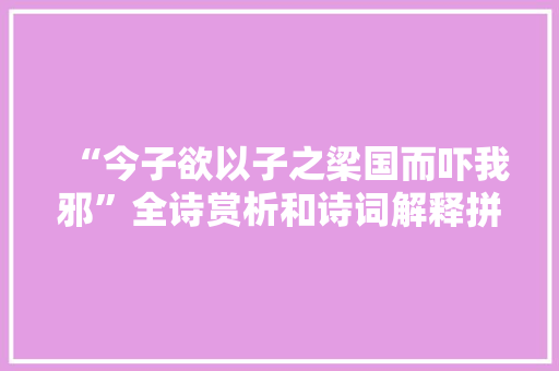 “今子欲以子之梁国而吓我邪”全诗赏析和诗词解释拼音翻译