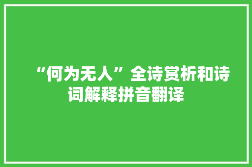 “何为无人”全诗赏析和诗词解释拼音翻译