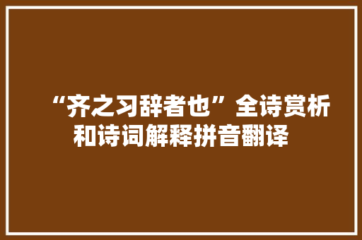 “齐之习辞者也”全诗赏析和诗词解释拼音翻译