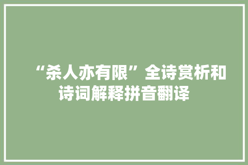 “杀人亦有限”全诗赏析和诗词解释拼音翻译