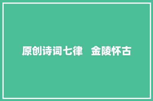 原创诗词七律   金陵怀古