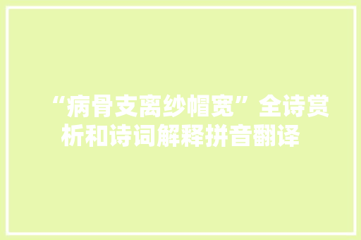 “病骨支离纱帽宽”全诗赏析和诗词解释拼音翻译