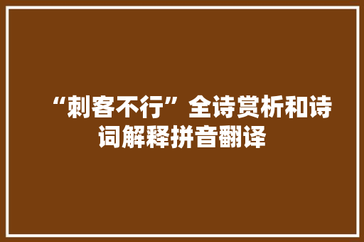 “刺客不行”全诗赏析和诗词解释拼音翻译
