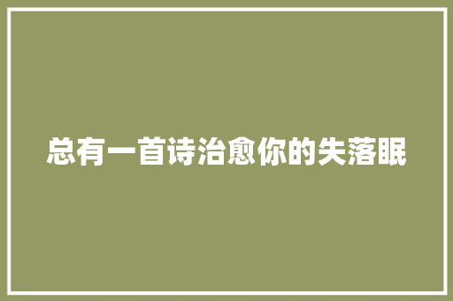总有一首诗治愈你的失落眠