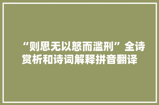 “则思无以怒而滥刑”全诗赏析和诗词解释拼音翻译
