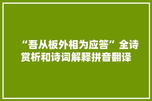 “吾从板外相为应答”全诗赏析和诗词解释拼音翻译