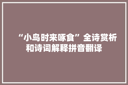 “小鸟时来啄食”全诗赏析和诗词解释拼音翻译