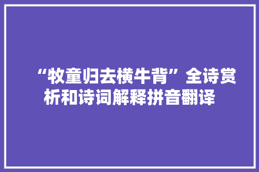 “牧童归去横牛背”全诗赏析和诗词解释拼音翻译