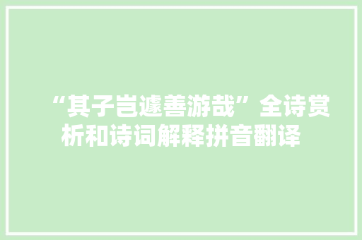 “其子岂遽善游哉”全诗赏析和诗词解释拼音翻译