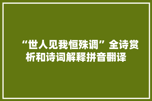 “世人见我恒殊调”全诗赏析和诗词解释拼音翻译