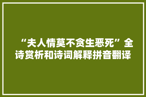 “夫人情莫不贪生恶死”全诗赏析和诗词解释拼音翻译