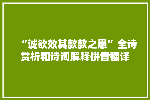 “诚欲效其款款之愚”全诗赏析和诗词解释拼音翻译 “诚欲效其款款之愚”全诗赏析和诗词解释拼音翻译