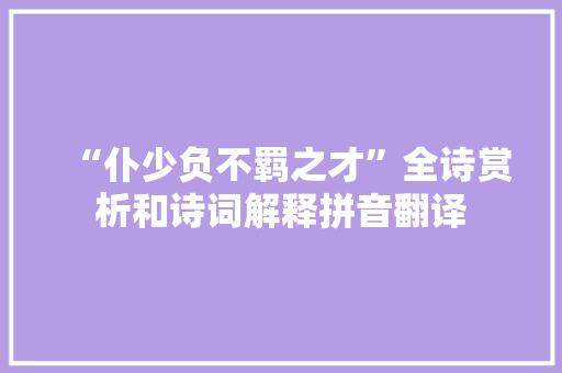 “仆少负不羁之才”全诗赏析和诗词解释拼音翻译