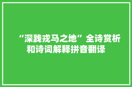 “深践戎马之地”全诗赏析和诗词解释拼音翻译