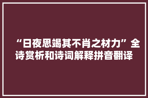 “日夜思竭其不肖之材力”全诗赏析和诗词解释拼音翻译