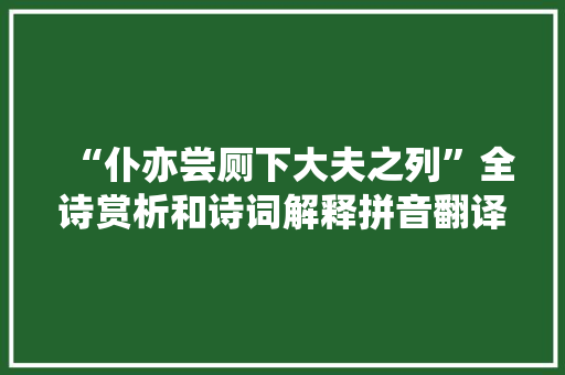 “仆亦尝厕下大夫之列”全诗赏析和诗词解释拼音翻译