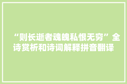 “则长逝者魂魄私恨无穷”全诗赏析和诗词解释拼音翻译