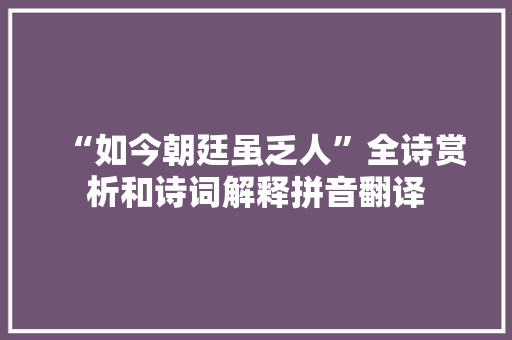 “如今朝廷虽乏人”全诗赏析和诗词解释拼音翻译
