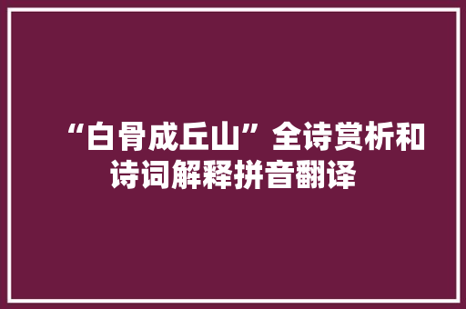 “白骨成丘山”全诗赏析和诗词解释拼音翻译