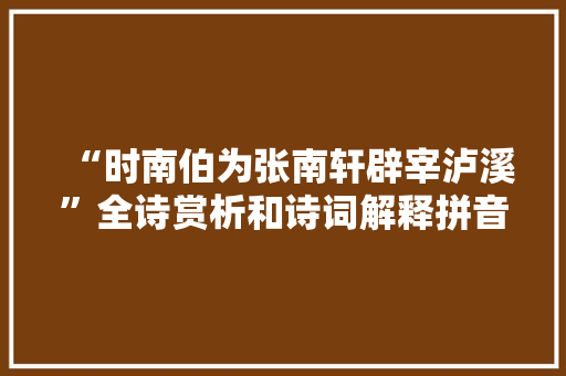 “时南伯为张南轩辟宰泸溪”全诗赏析和诗词解释拼音翻译
