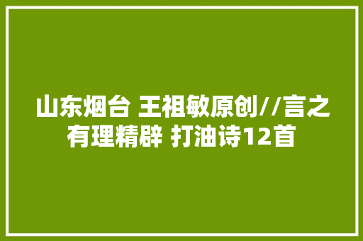 山东烟台 王祖敏原创//言之有理精辟 打油诗12首