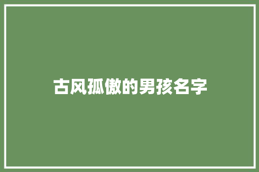 古风孤傲的男孩名字