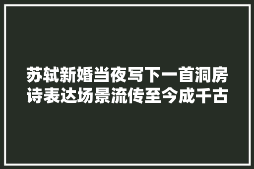 苏轼新婚当夜写下一首洞房诗表达场景流传至今成千古绝句