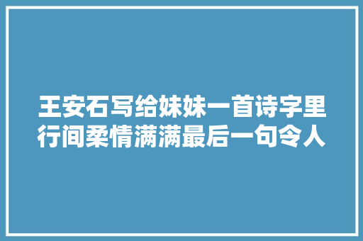 王安石写给妹妹一首诗字里行间柔情满满最后一句令人悲不自胜