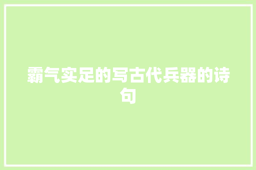 霸气实足的写古代兵器的诗句