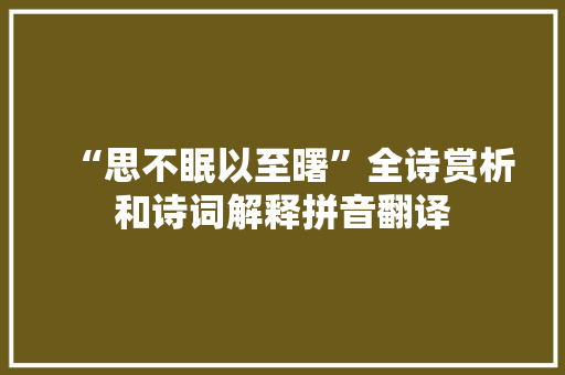 “思不眠以至曙”全诗赏析和诗词解释拼音翻译 “思不眠以至曙”全诗赏析和诗词解释拼音翻译