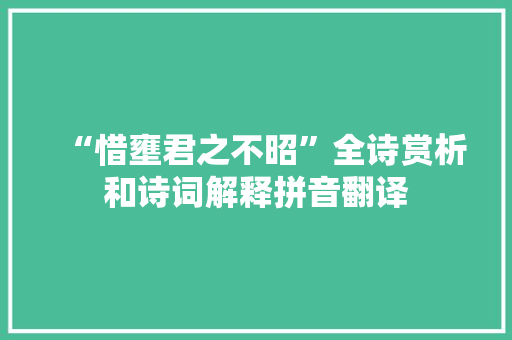 “惜壅君之不昭”全诗赏析和诗词解释拼音翻译 “惜壅君之不昭”全诗赏析和诗词解释拼音翻译