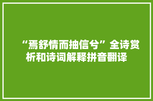 “焉舒情而抽信兮”全诗赏析和诗词解释拼音翻译 “焉舒情而抽信兮”全诗赏析和诗词解释拼音翻译