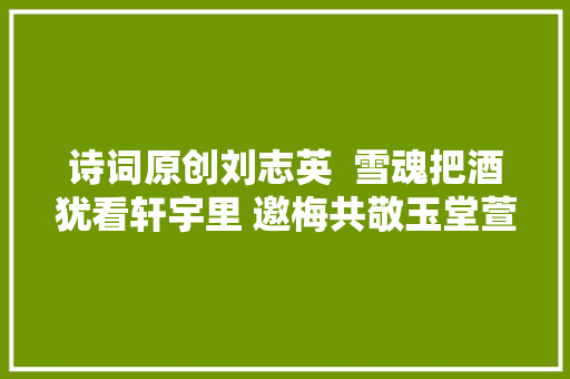 诗词原创刘志英  雪魂把酒犹看轩宇里 邀梅共敬玉堂萱
