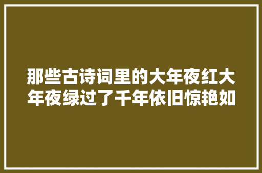 那些古诗词里的大年夜红大年夜绿过了千年依旧惊艳如同初见