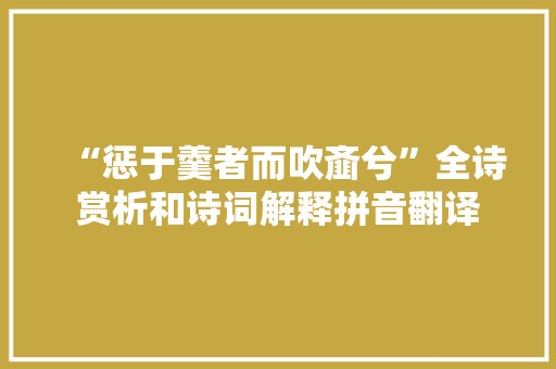 “惩于羹者而吹齑兮”全诗赏析和诗词解释拼音翻译