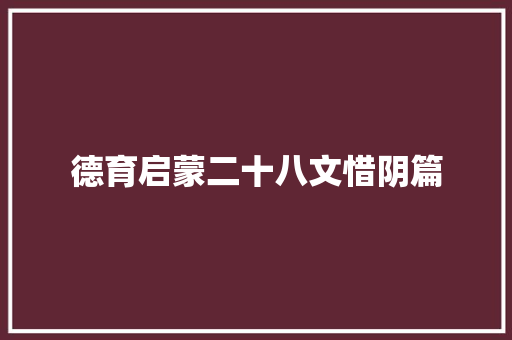 德育启蒙二十八文惜阴篇