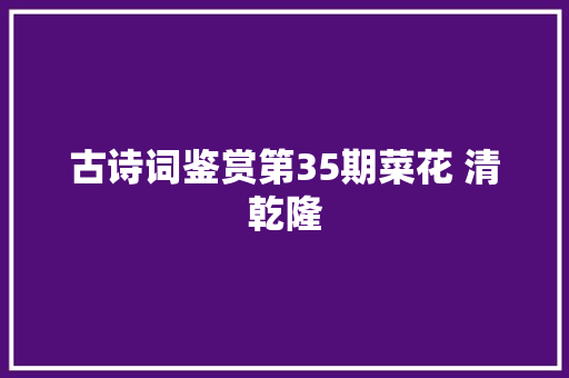 古诗词鉴赏第35期菜花 清乾隆