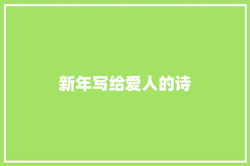 新年写给爱人的诗