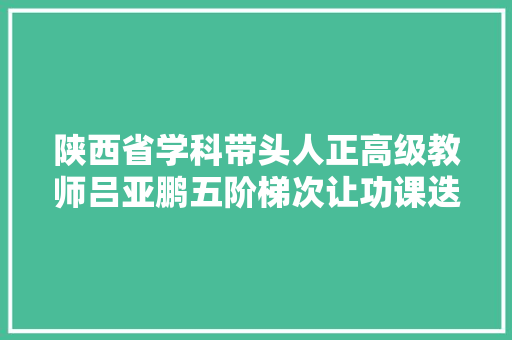 陕西省学科带头人正高级教师吕亚鹏五阶梯次让功课迭代晋阶