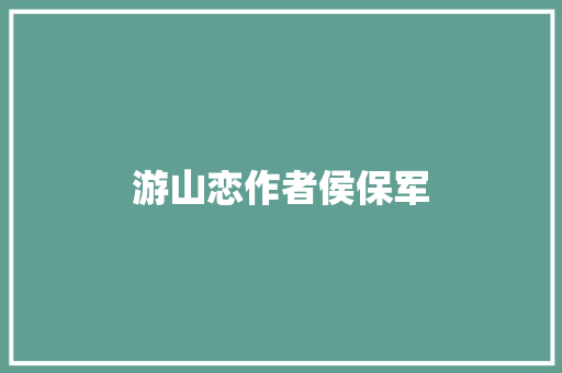 游山恋作者侯保军